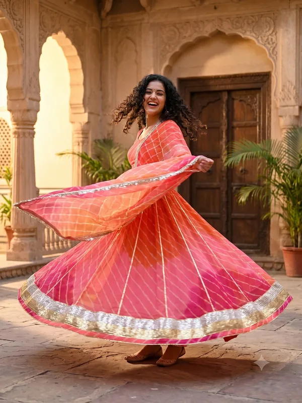Georgette_Leheriya_Lehenga_With_Beautiful_Handwork