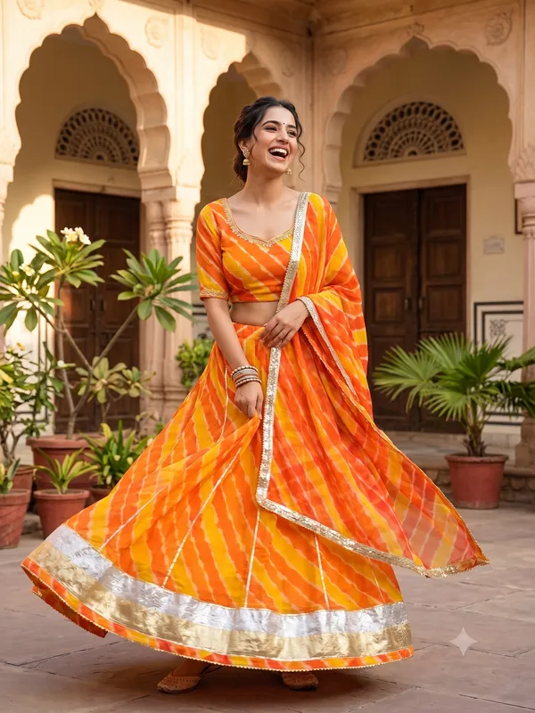Georgette_Leheriya_Lehenga_With_Beautiful_Handwork