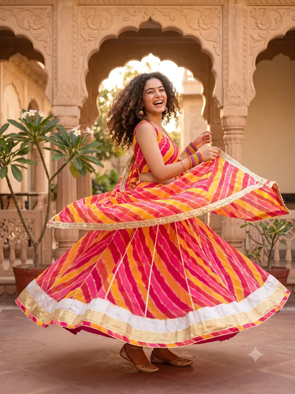 Georgette_Leheriya_Lehenga_With_Beautiful_Handwork
