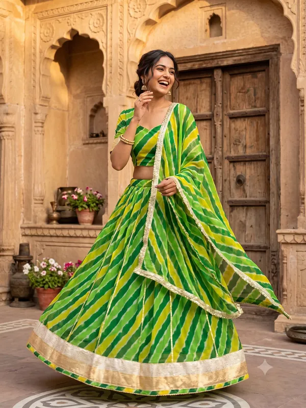 Georgette_Leheriya_Lehenga_With_Beautiful_Handwork