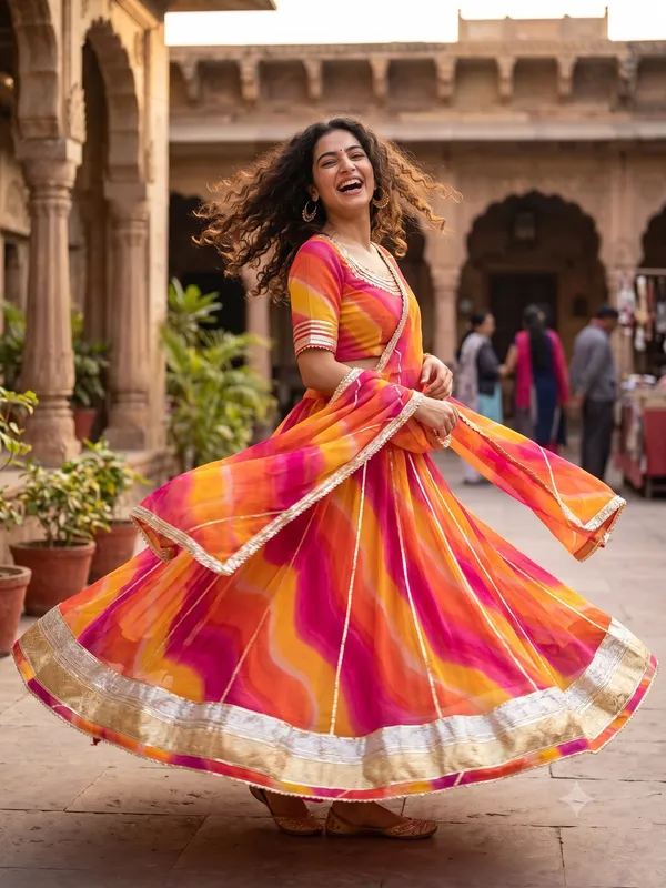 Georgette_Leheriya_Lehenga_With_Beautiful_Handwork