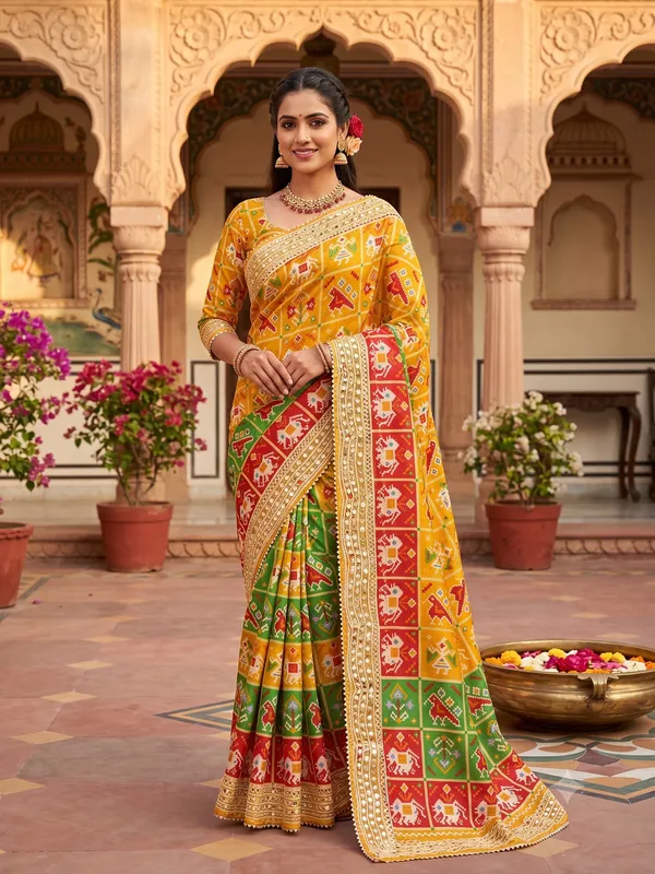Patola_inspired_Saree_with_gota_work_