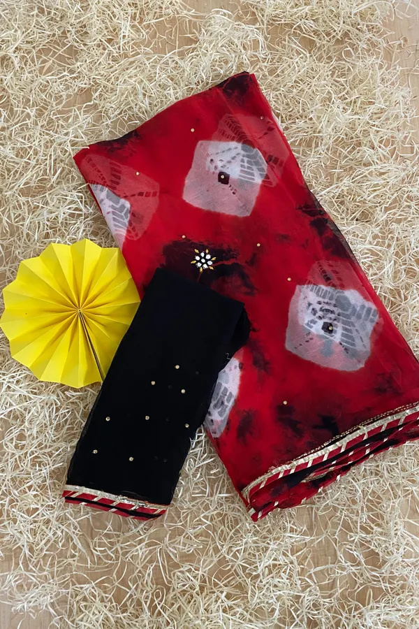 MIRROR_WORK_TIE_DYE_SAREE-_RED_BLACK