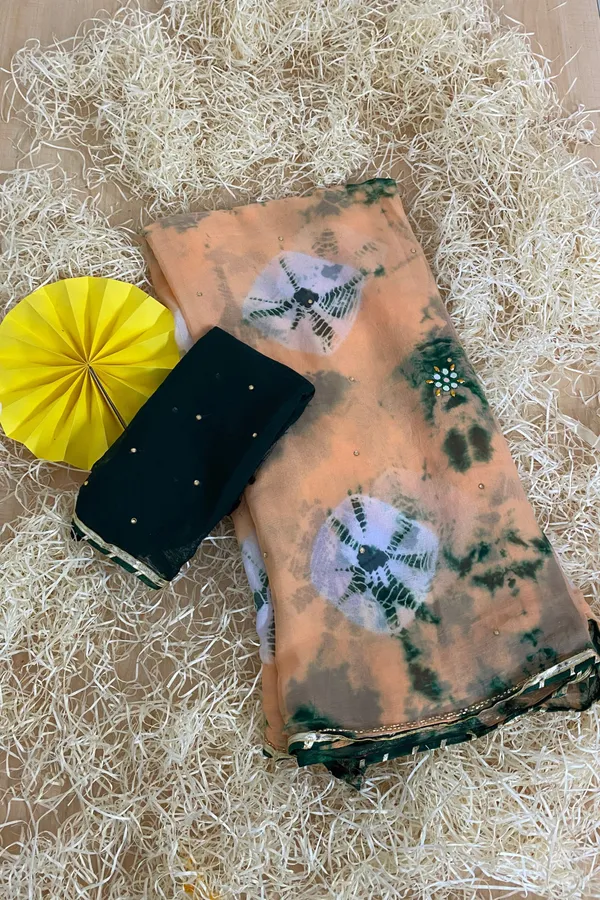 MIRROR_WORK_TIE_DYE_SAREE-ORANGE_GREEN