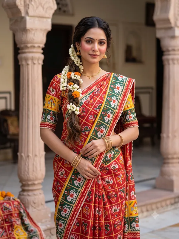 Patola_inspired_Saree_with_gota_work_