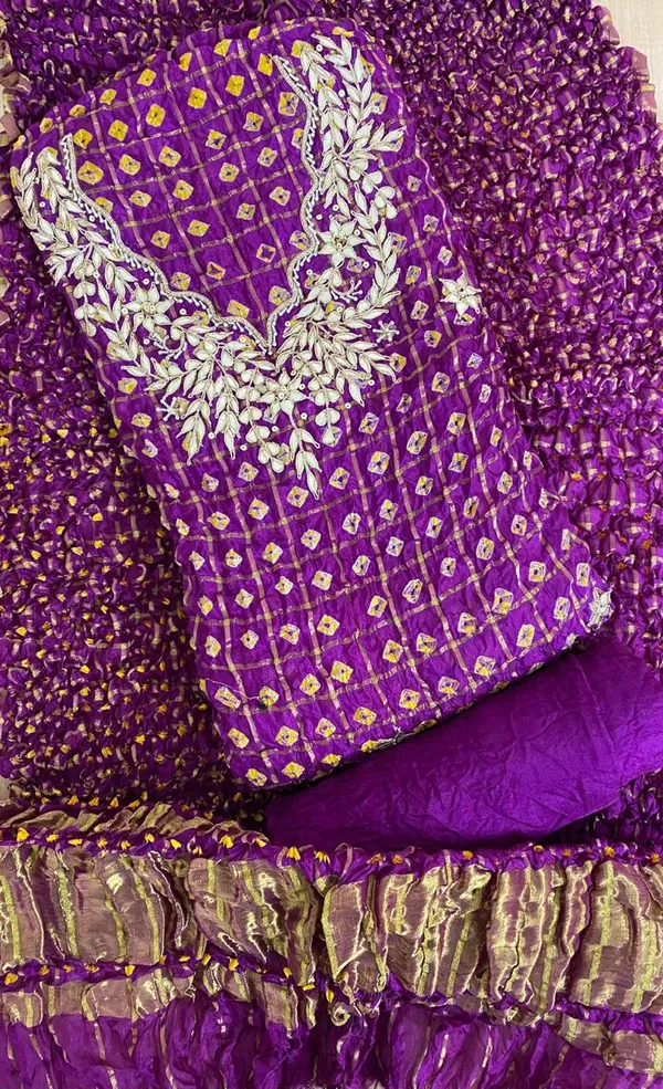 Four_piece_Purple_Gharchola_Unstitched_Art_Silk_Suits