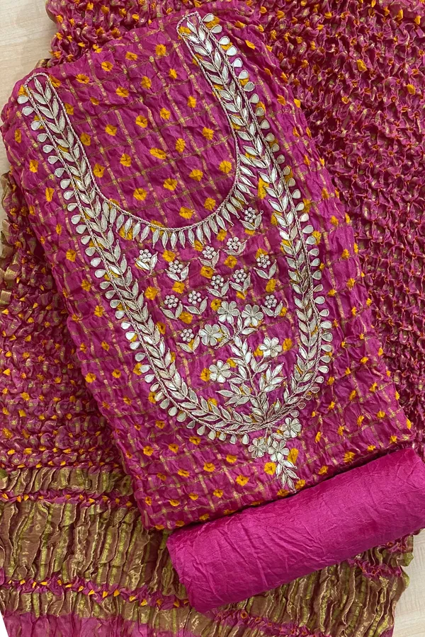 Four_piece_Rani_Gharchola_Unstitched_Art_Silk_Suits