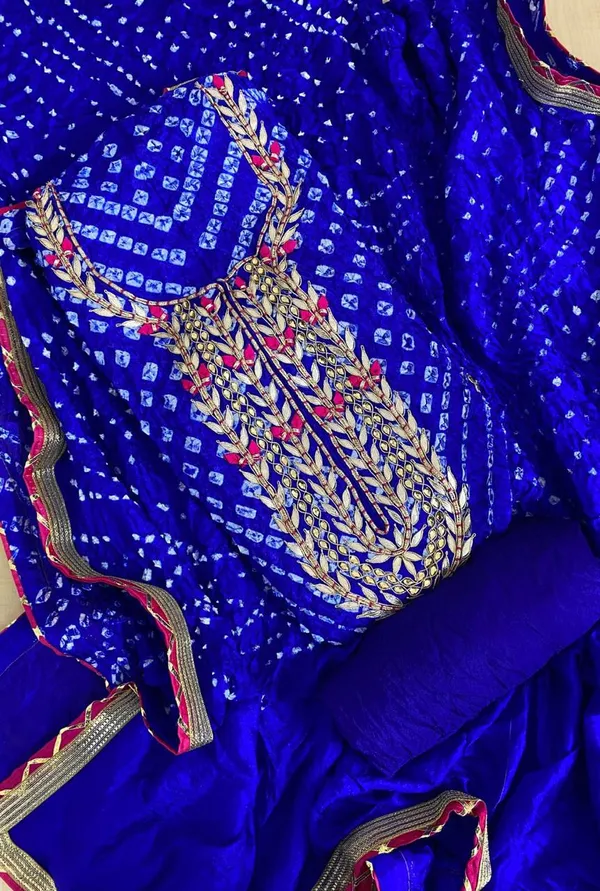 Four_piece_Royal_Blue_Unstitched_Art_Silk_Suits