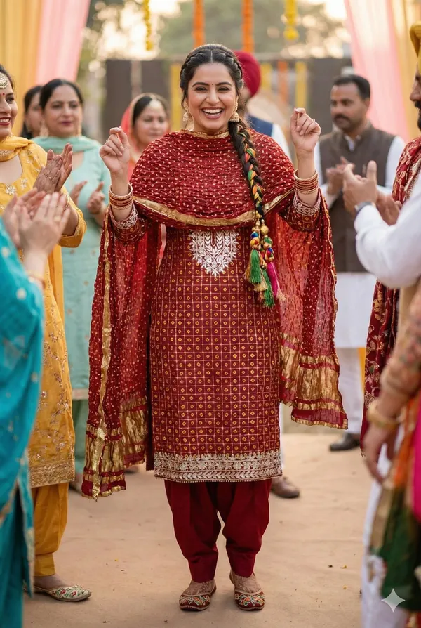 Four_piece_Red_Unstitched_Art_Silk_Suits