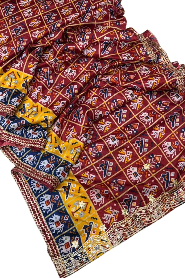 Patola_inspired_Saree_with_gota_work_