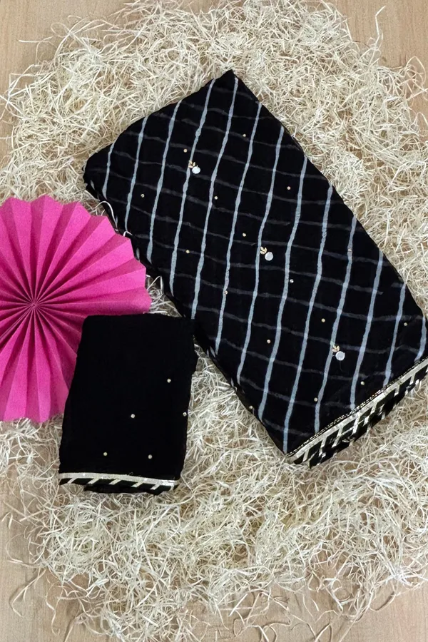 Mirror_work_leheriya_saree_-_Black_white