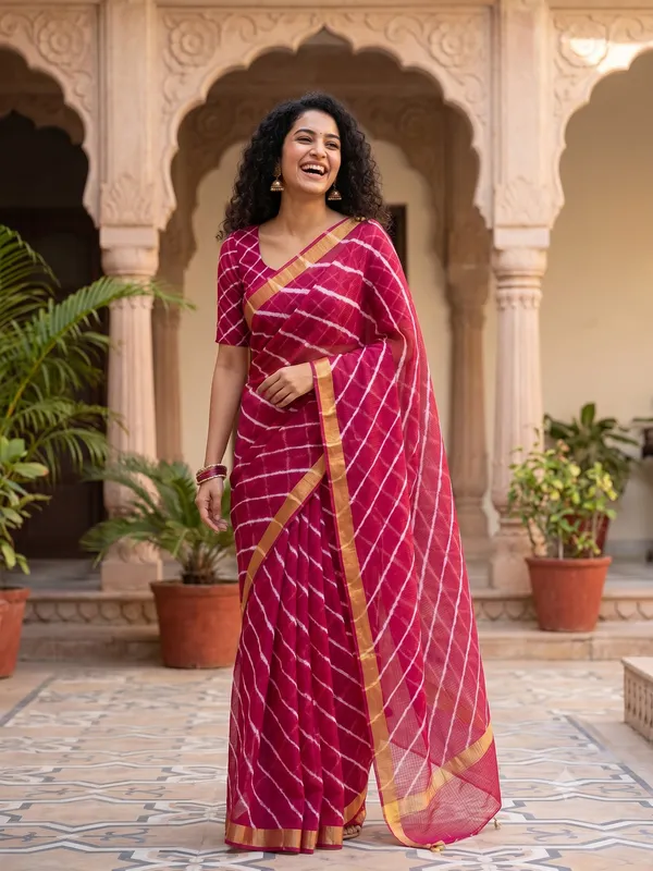 Kota_doriya_leheriya_saree_-_Maroonish_red_white_