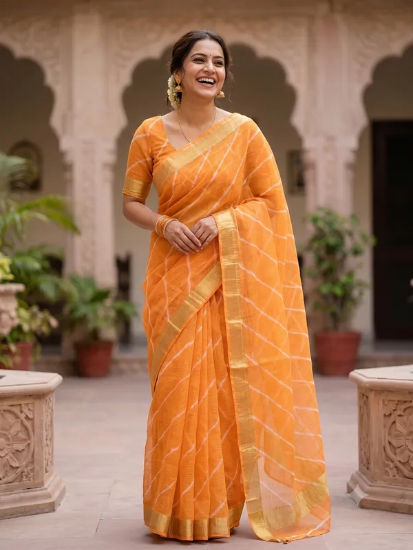 Kota_doriya_leheriya_saree_-_Kesariya_light_