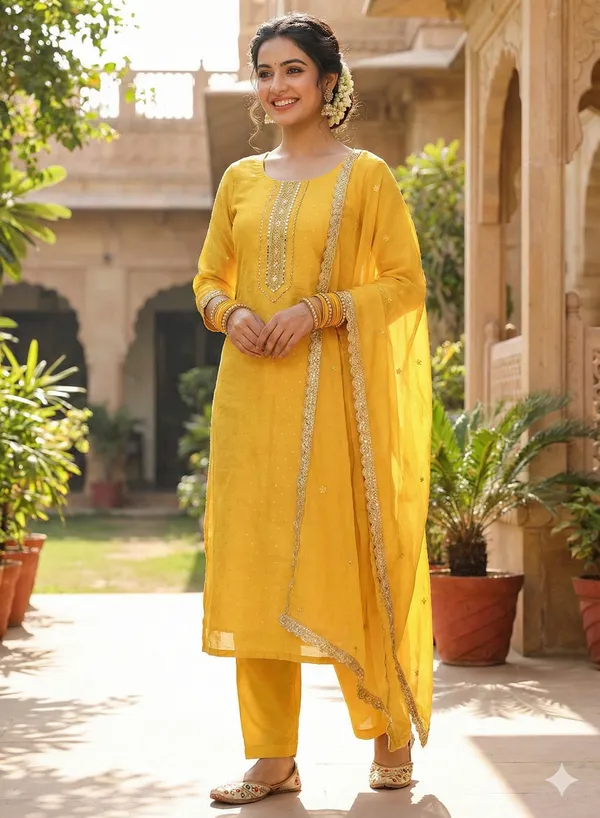 Simple_chanderi_Yellow_suit_piece