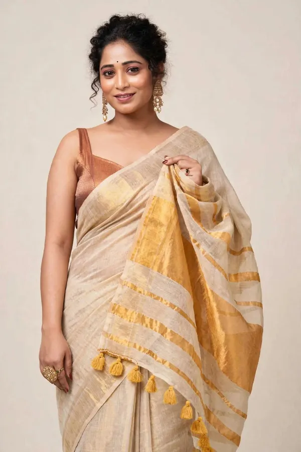 Womens_S_Traditional_Bengal_Handloom_Silk_Linen_Saree_With_Running_Blouse_Piece