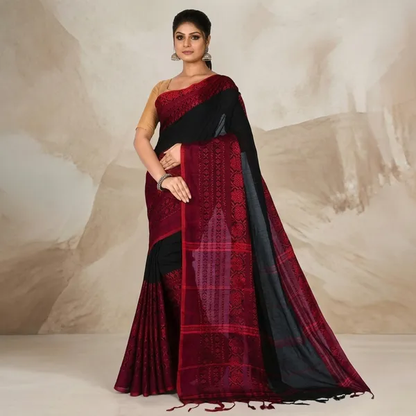 Wsari_Women_S_Handloom_Cotton_Bengal_Cotton_Begampuri_Saree_With_Blouse_Piece_Saree_For_All_Ocassion_Length_5_5_Mtr