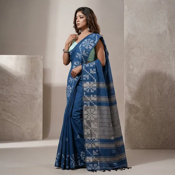 Wsari_Women_S_Handloom_Cotton_Soft_Khadi_Jamdani_Saree_With_Blouse_Piece_Saree_For_All_Ocassion_Length_5_5_Mtr