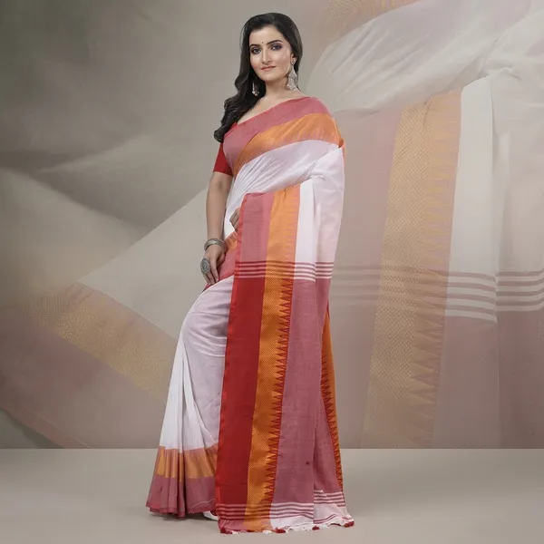 Wsari_Women_S_Handloom_Soft_Cotton_Khadi_Jamdani_Saree_With_Blouse_Piece_Saree_For_All_Ocassion_Length_5_5_Mtr_Color_White_Maroon