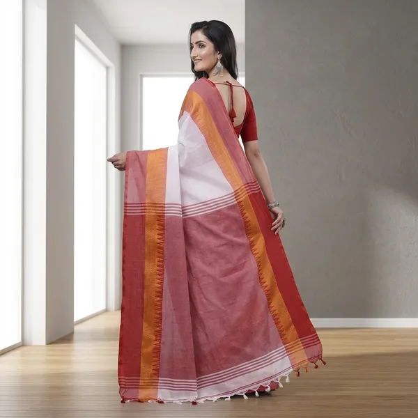 Wsari_Women_S_Handloom_Soft_Cotton_Khadi_Jamdani_Saree_With_Blouse_Piece_Saree_For_All_Ocassion_Length_5_5_Mtr_Color_White_Maroon