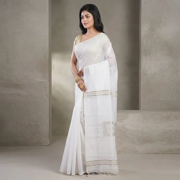 Wsari_Women_S_Handloom_Soft_Cotton_Khadi_Jamdani_Saree_With_Blouse_Piece_Saree_For_All_Ocassion_Length_5_5_Mtr