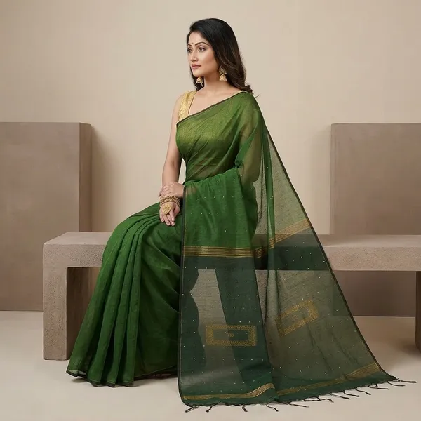 Wsari_Women_S_Handloom_Soft_Cotton_Khadi_Jamdani_Saree_With_Blouse_Piece_Saree_For_All_Ocassion_Length_5_5_Mtr