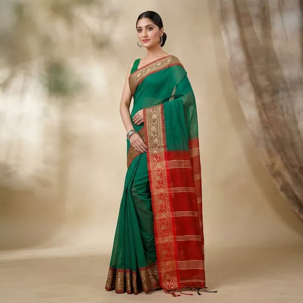 Wsari_Women_S_Bangladesh_Cotton_Silk_Saree_With_Blouse_Piece_Saree_For_All_Ocassion_Length_5_5_Mtr