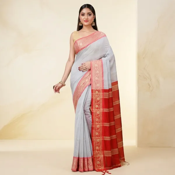 Wsari_Women_S_Bangladesh_Cotton_Silk_Saree_With_Blouse_Piece_Saree_For_All_Ocassion_Length_5_5_Mtr