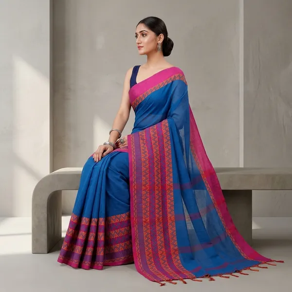 Wsari_Women_S_Handloom_Cotton_Khadi_Begampuri_Saree_With_Blouse_Piece_Saree_For_All_Ocassion_Length_5_5_Mtr
