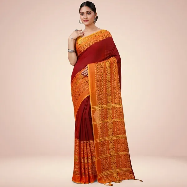 Wsari_Women_S_Handloom_Bangladesh_Cotton_Silk_Saree_With_Blouse_Piece_Saree_For_All_Ocassion_Length_5_5_Mtr