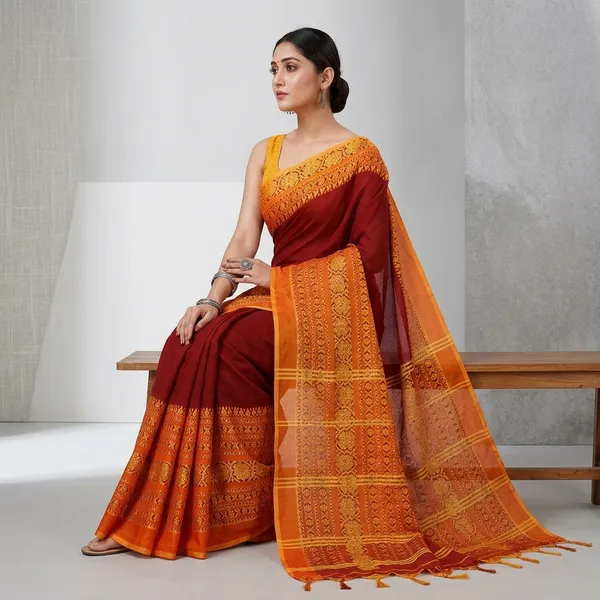 Wsari_Women_S_Handloom_Bangladesh_Cotton_Silk_Saree_With_Blouse_Piece_Saree_For_All_Ocassion_Length_5_5_Mtr