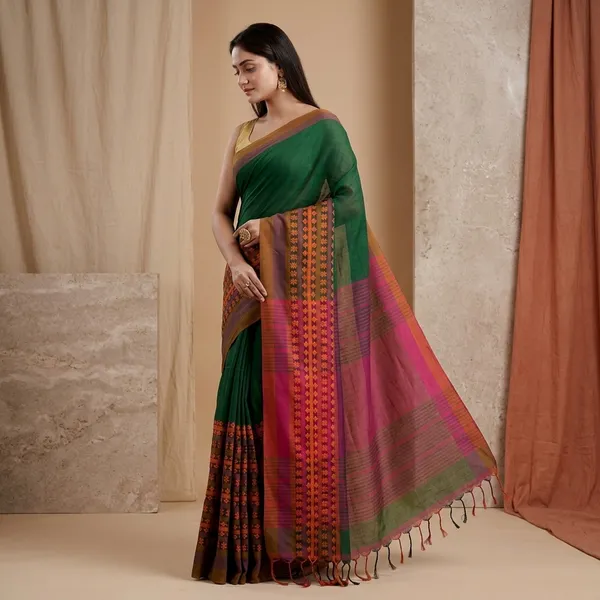 Wsari_Women_S_Handloom_Bangladesh_Cotton_Silk_Saree_With_Blouse_Piece_Saree_For_All_Ocassion_Length_5_5_Mtr