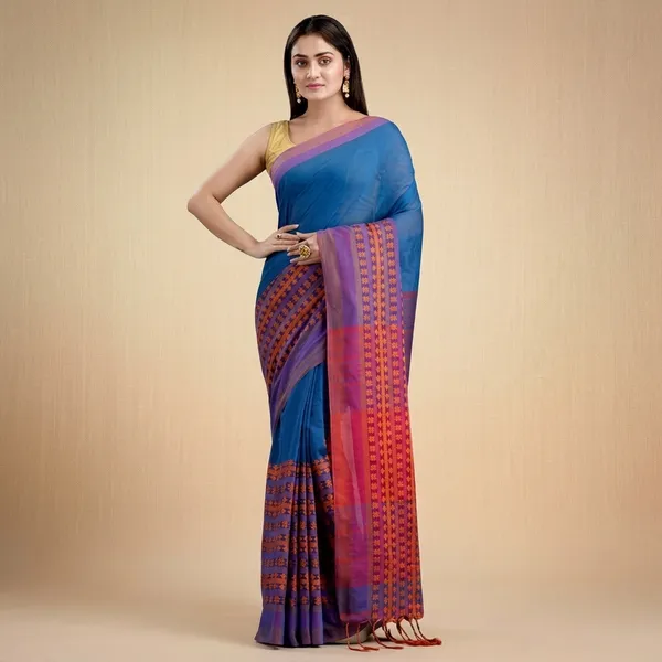 Wsari_Women_S_Handloom_Cotton_Khadi_Begampuri_Saree_With_Blouse_Piece_Saree_For_All_Ocassion_Length_5_5_Mtr