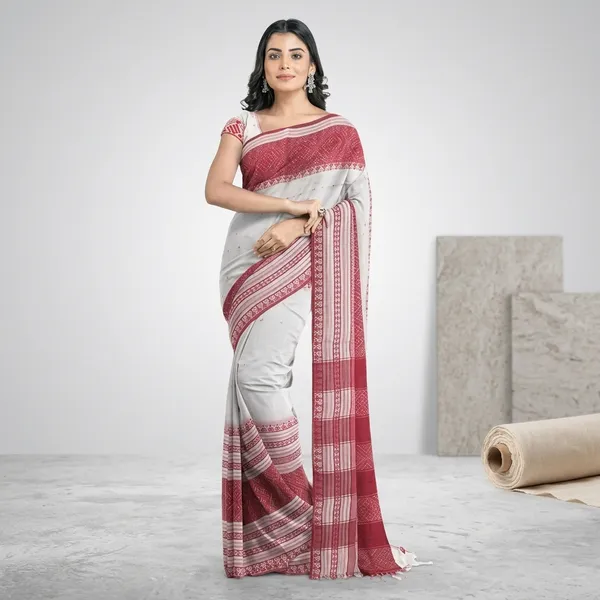 Women_S_Handloom_Cotton_Soft_Khadi_Jamdani_Saree_With_Blouse_Piece_Saree_For_All_Ocassion_Pvt_Ltd_White_Red