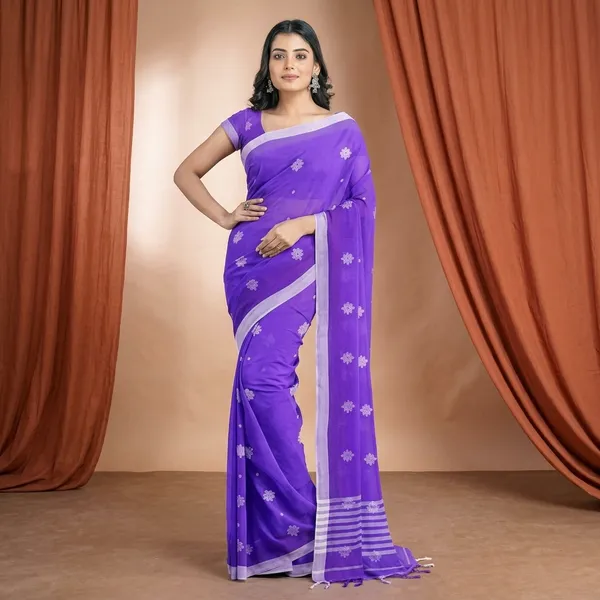 Women_S_Traditional_Bengali_Woven_Designed_Pure_Handloom_Pure_Cotton_Saree_With_Blouse_Piece_Length_5_5_Mtr_Blouse_0_80_Mtr_Orange
