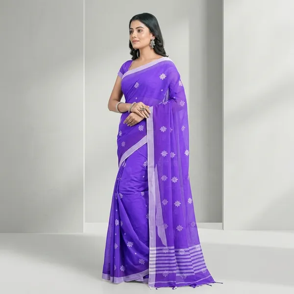 Women_S_Traditional_Bengali_Woven_Designed_Pure_Handloom_Pure_Cotton_Saree_With_Blouse_Piece_Length_5_5_Mtr_Blouse_0_80_Mtr_Orange