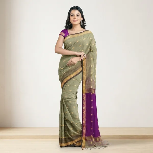 Women_S_Handloom_Cotton_Silk_Jamdani_Saree_With_Blouse_Piece_Saree_For_All_Ocassion