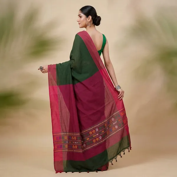 Women_S_Traditional_Bengal_Pure_Handloom_Cotton_Saree_With_Blouse_Piece_5_5_M_Saree_0_8_M_Blouse_Lightweight_Multicolor