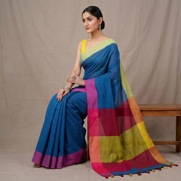 Women_S_Traditional_Bengali_Mandir_Pure_Handloom_Pure_Cotton_Saree_With_Blouse_Piece_Length_5_5_Mtr_Bloue_0_80_Mtr