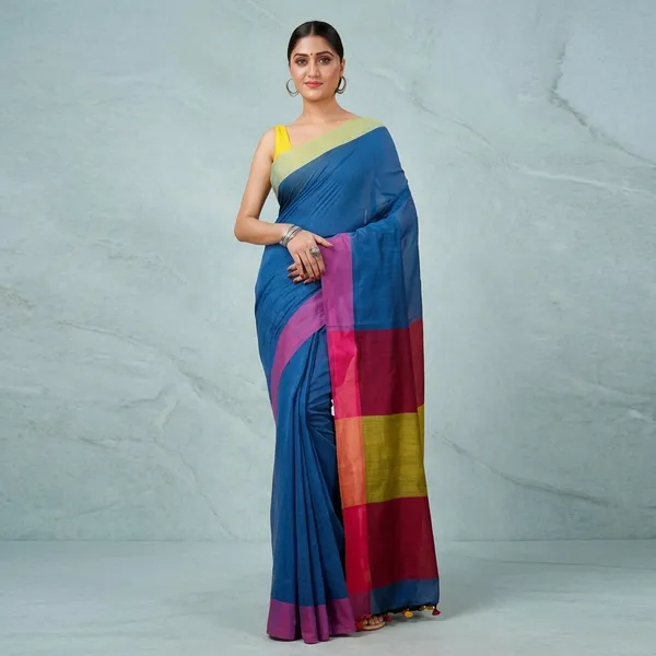 Women_S_Traditional_Bengali_Mandir_Pure_Handloom_Pure_Cotton_Saree_With_Blouse_Piece_Length_5_5_Mtr_Bloue_0_80_Mtr