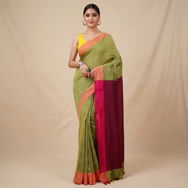 Women_S_Traditional_Bengal_Handloom_Cotton_Saree_With_Blouse_Piece_Pure_Cotton_5_5_M_Saree_0_8_M_Blouse_Lightweight_And_Breathable_Multicolor