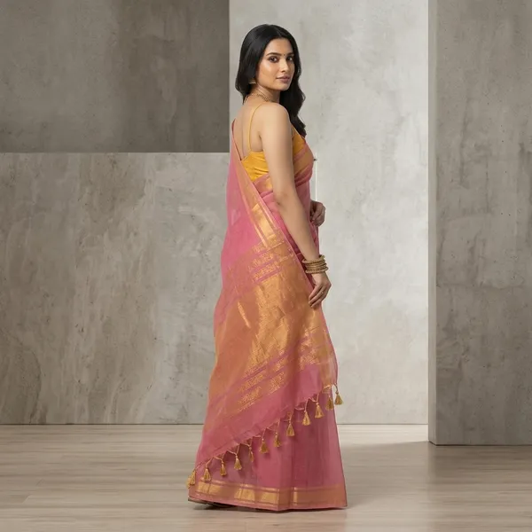Women_S_Handloom_Cotton_Linen_Slub_Blend_Zari_Border_Saree_Ethnic_Wear_With_Running_Unstitched_Blouse_Piece_Free_Size