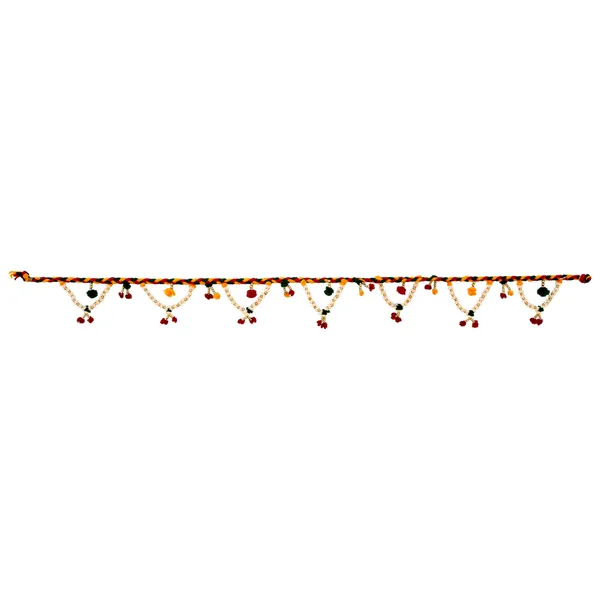 LITTLE_HOMES_Woolen_Traditional_Beads_Toran_with_White_beads_Handmade_Home_Decor_for_Diwali_Decor,_Door_Hanging/Bandarwal/Toran_for_Door,_Traditional_Bandarwal_for_Door,_(31_inch_Length),_(3_inch_Hanging_Height),Multicolor,_Medium