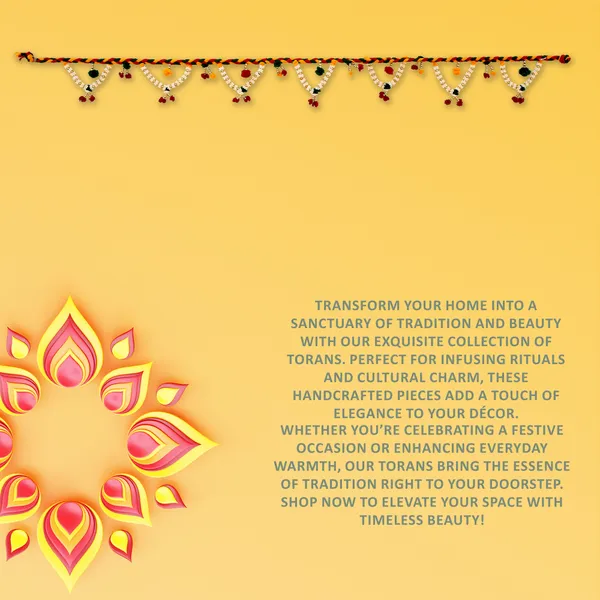 LITTLE_HOMES_Woolen_Traditional_Beads_Toran_with_White_beads_Handmade_Home_Decor_for_Diwali_Decor,_Door_Hanging/Bandarwal/Toran_for_Door,_Traditional_Bandarwal_for_Door,_(31_inch_Length),_(3_inch_Hanging_Height),Multicolor,_Medium