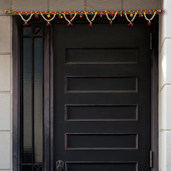 LITTLE_HOMES_Woolen_Traditional_Beads_Toran_with_White_beads_Handmade_Home_Decor_for_Diwali_Decor,_Door_Hanging/Bandarwal/Toran_for_Door,_Traditional_Bandarwal_for_Door,_(31_inch_Length),_(3_inch_Hanging_Height),Multicolor,_Medium