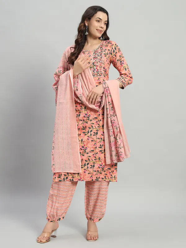 Pink_Floral_Print_Kurta,_Patiala_&_Dupatta_Set_For_Women