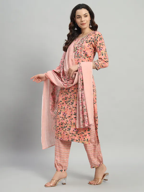 Pink_Floral_Print_Kurta,_Patiala_&_Dupatta_Set_For_Women