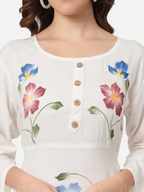 White_Color_Block_Anarkali_Kurta_For_Women