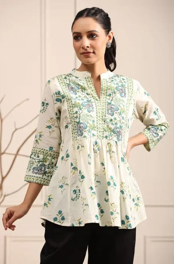 White_Floral_Print_Cotton_Blend_Straight_Kurta__For_Women