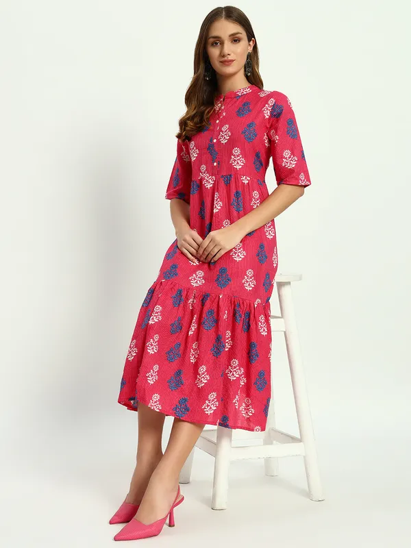 Pink_Printed_Pure_Cotton_Katha_Work_Flared_Kurta_For_Women