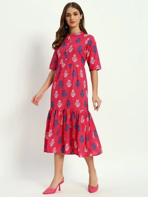 Pink_Printed_Pure_Cotton_Katha_Work_Flared_Kurta_For_Women